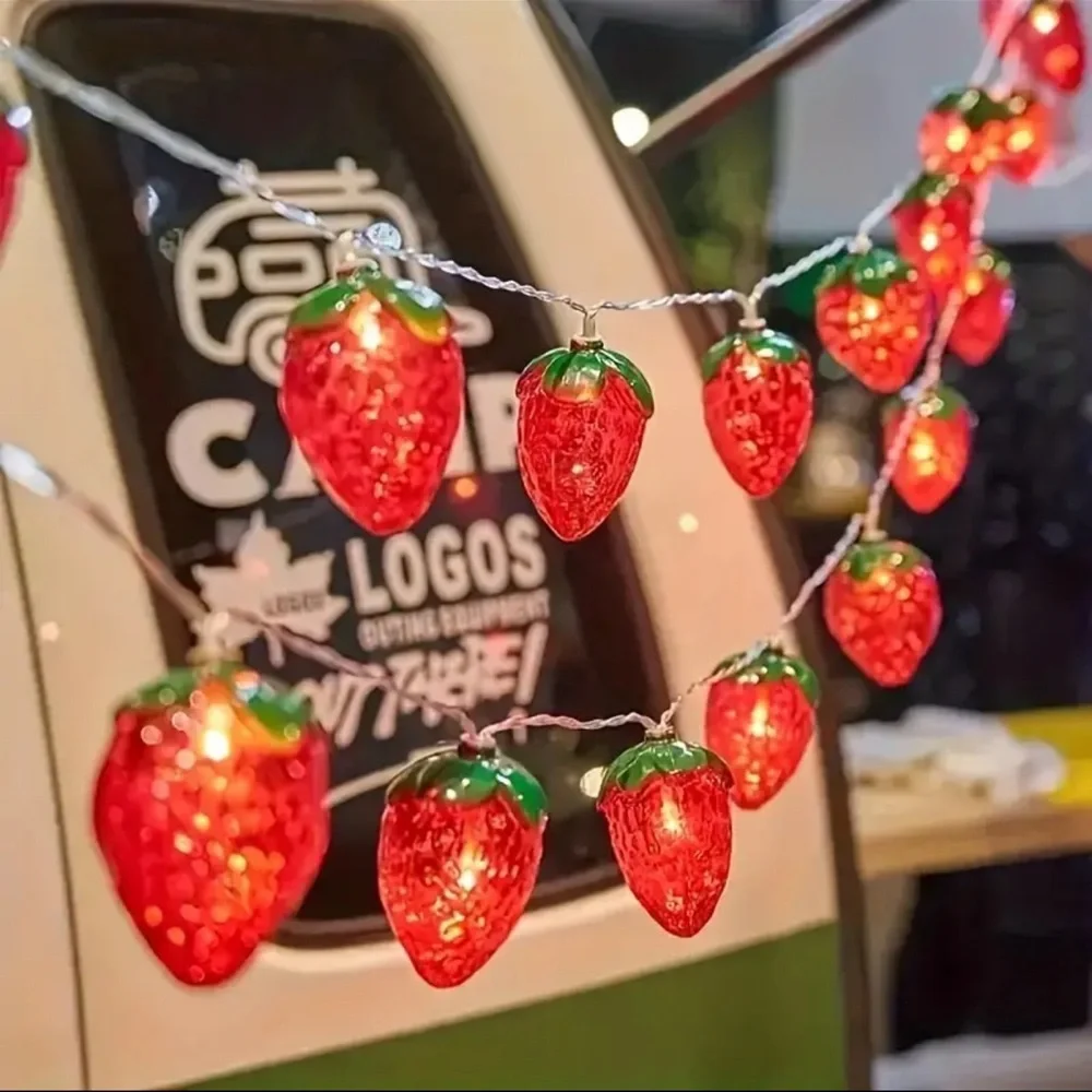 Strawberry String Lights LED 10 Bulbs Garland Christmas Party Decor